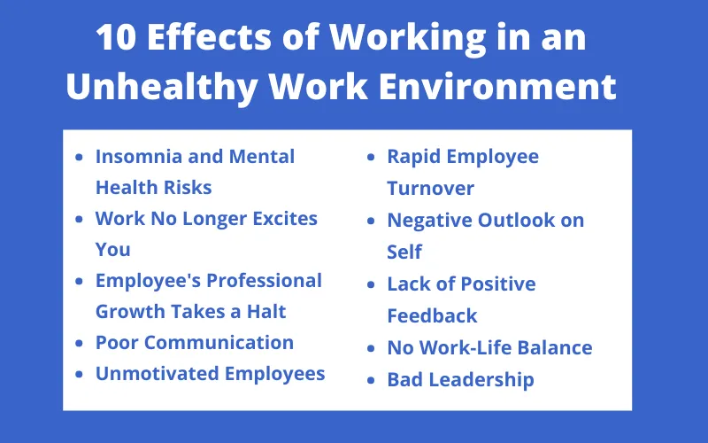10 Effects of Working in an Unhealthy Work Environment