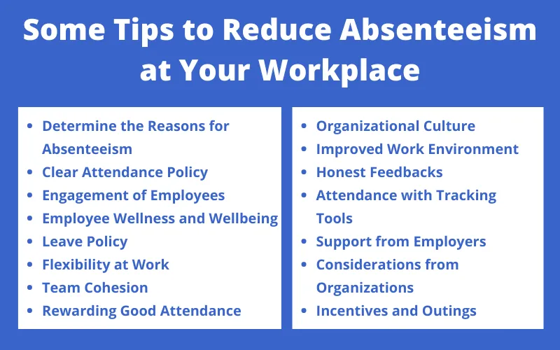 Some Tips to Reduce Absenteeism in the Workplace